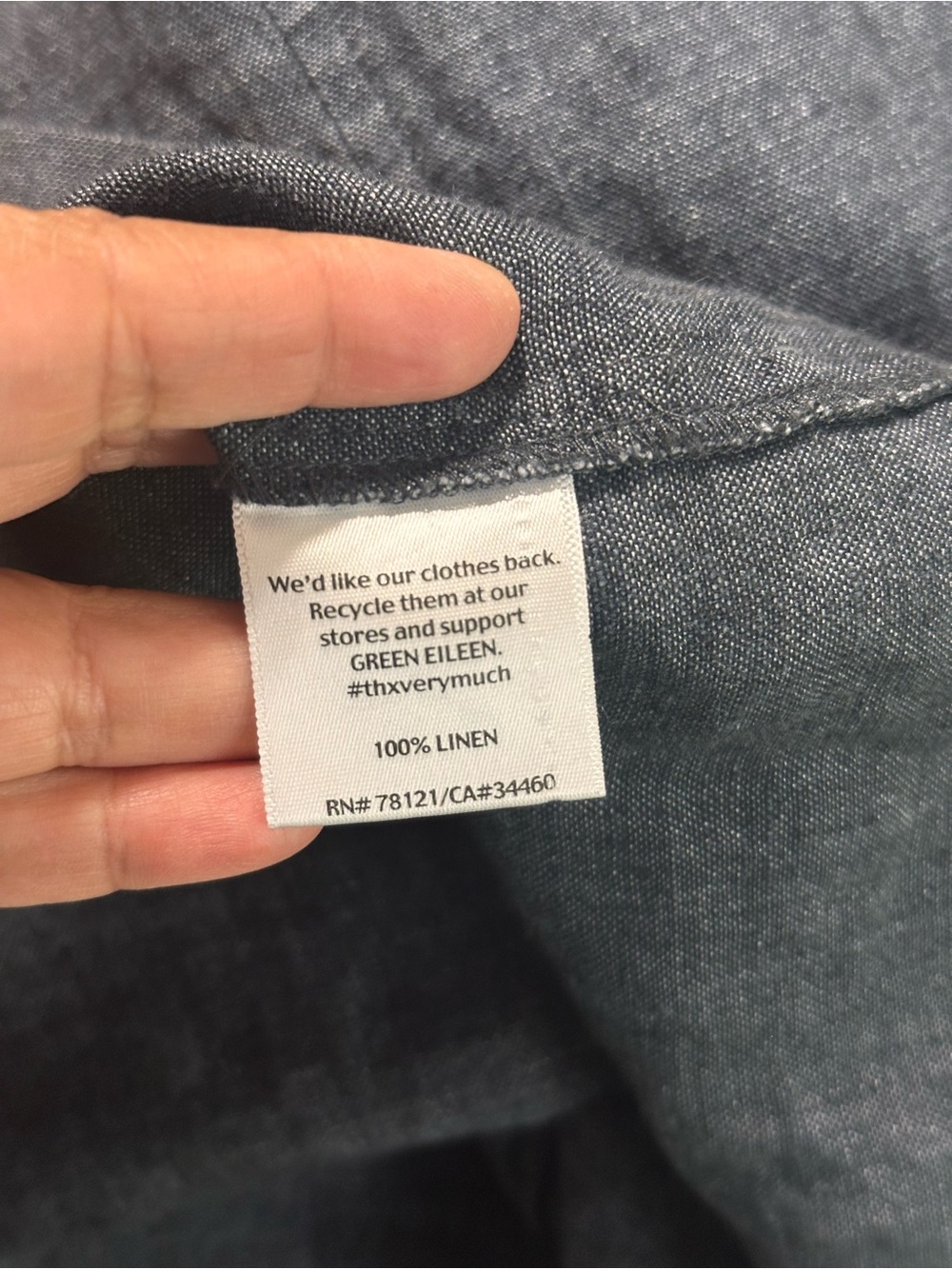 Eileen Fisher Dark Indigo Old Money Linen Dress Navy Blue - Picture 6 of 7